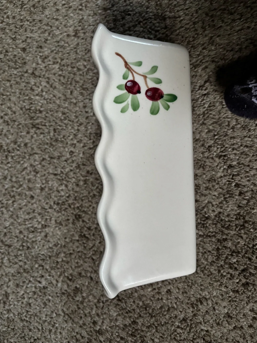 Emerson Creek Pottery Ceramic Loaf Pan with Hand-Painted Cherry Motif